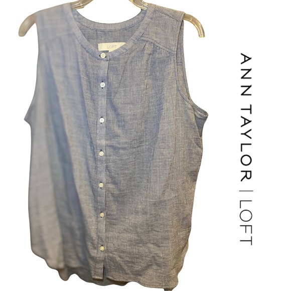 LOFT Tops - NWOT | LOFT | Sleeveless Button-down Top | XL | Blue and White Checked